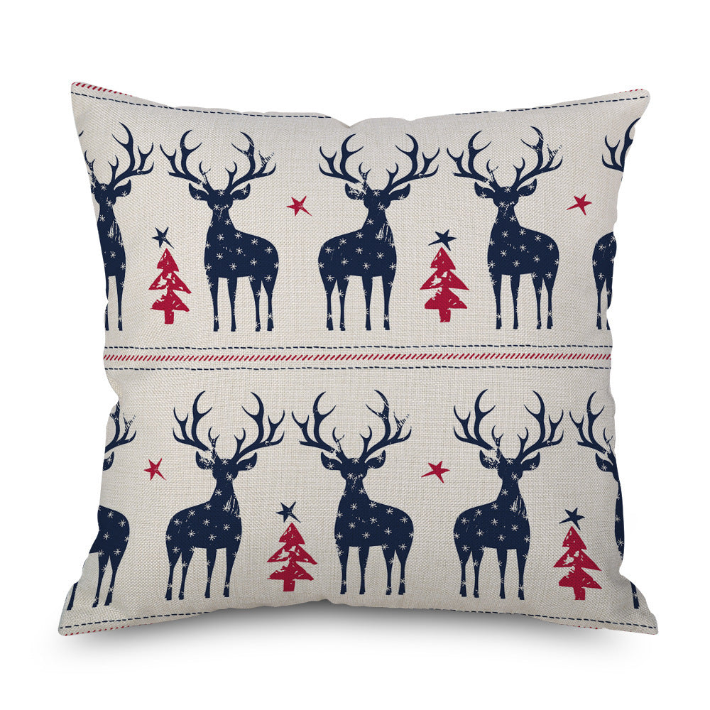 Wilderness High Country Decor,  Linen Pillow Cover, Plaid, Stars, Holiday, Deer.