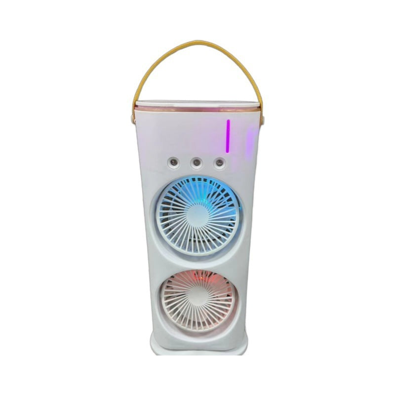 Double Spray Fan, Portable Humidifier Fan, LED Lights, Household Small Air Cooler Hydrocooling Portable Air Adjustment