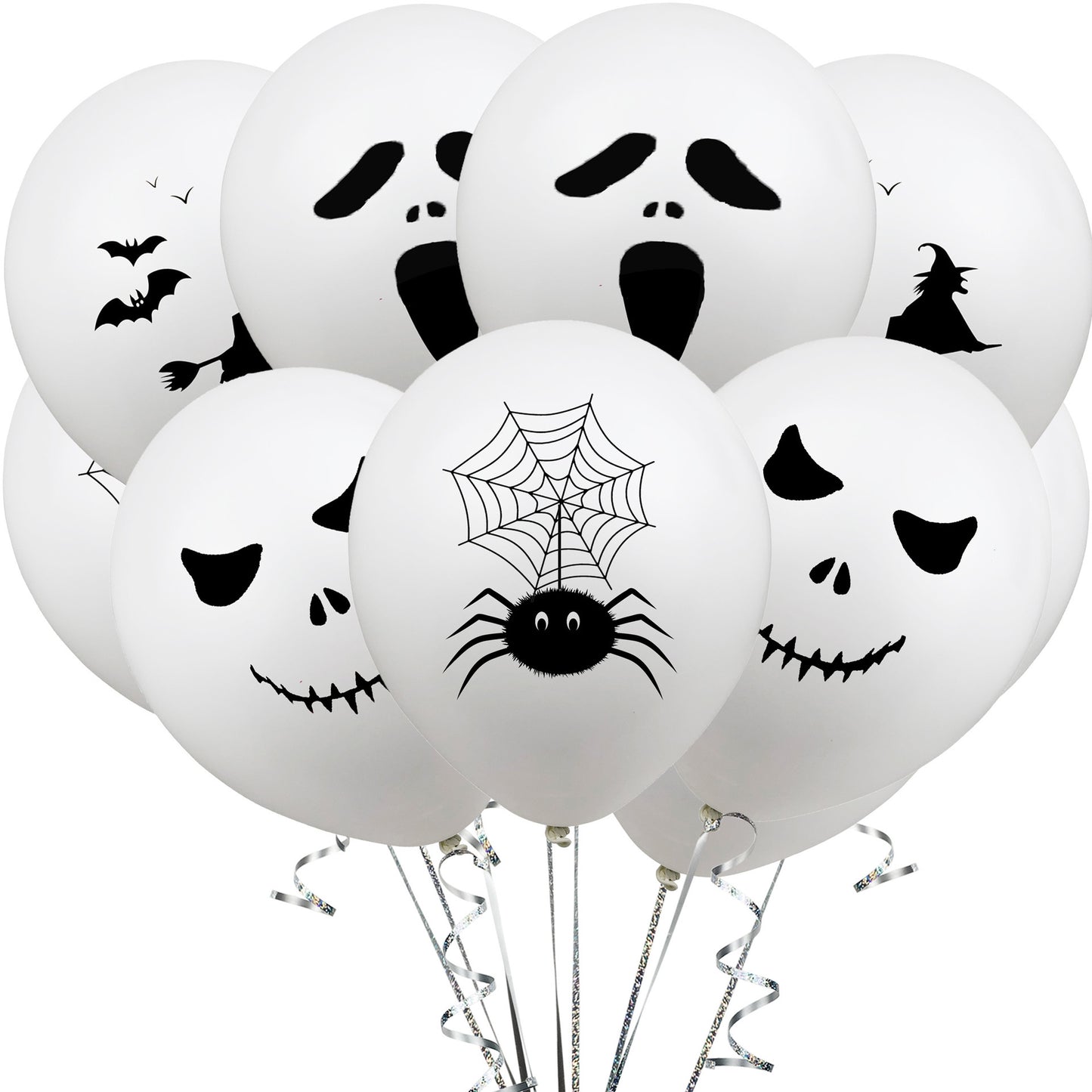 10 PCs Variety of Halloween Balloons, 12-inch Printed Balloons.