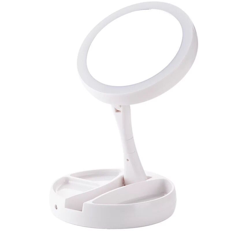 Make-Up White Foldable Vanity Mirror With Light