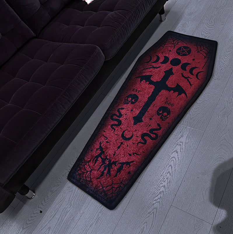Unique Gothic Bloody Mary Print Throw Rug, Party Decor.