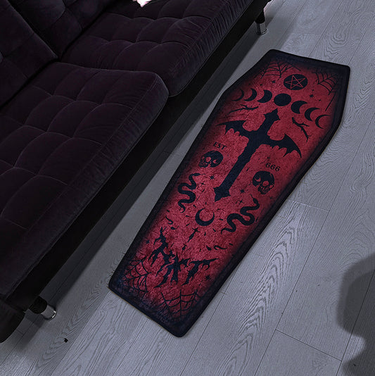 Unique Gothic Bloody Mary Print Throw Rug, Party Decor.
