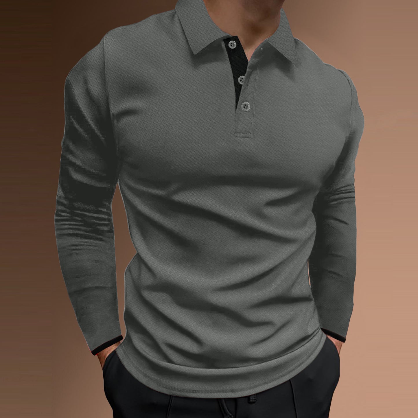 Men's Sports Casual, Comfortable, Stretch Fabric with Long Sleeve Shirt