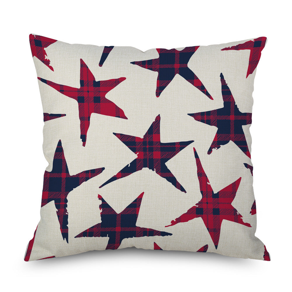 Wilderness High Country Decor,  Linen Pillow Cover, Plaid, Stars, Holiday, Deer.