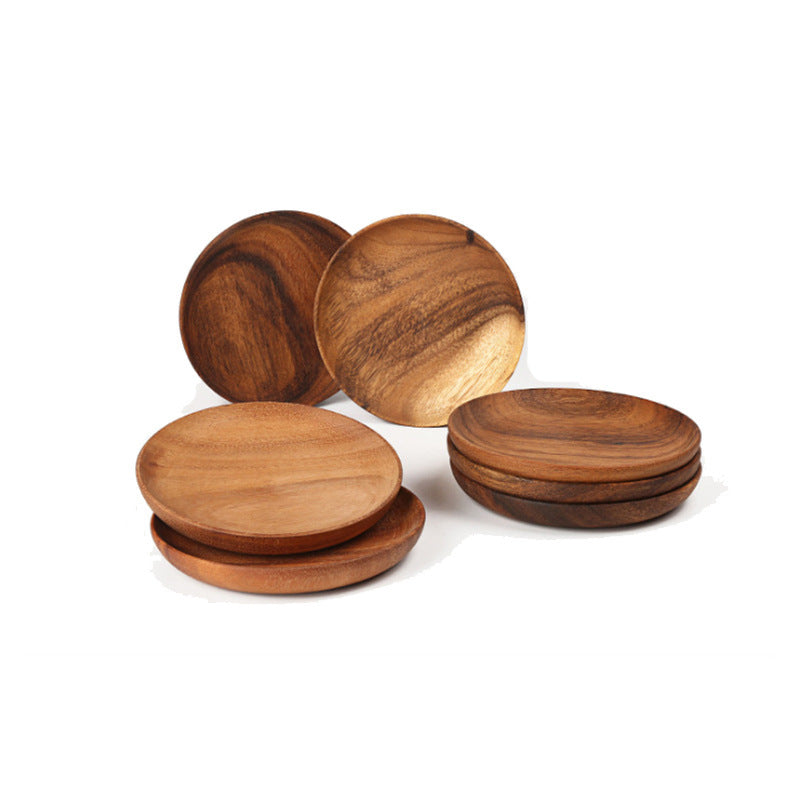 Natural Wood Serving Platter Dishes, Round, Walnut Wood Dishes